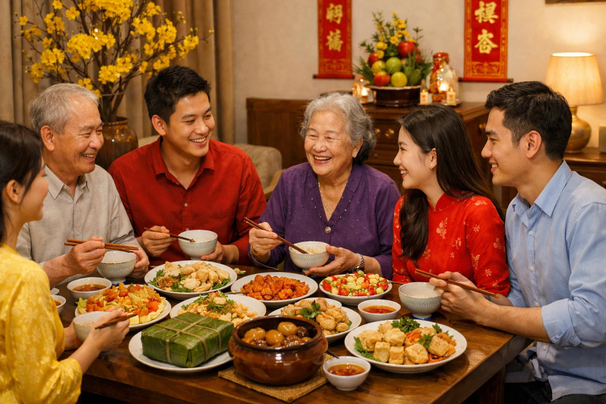 Gia đình sum họp ngày Tết